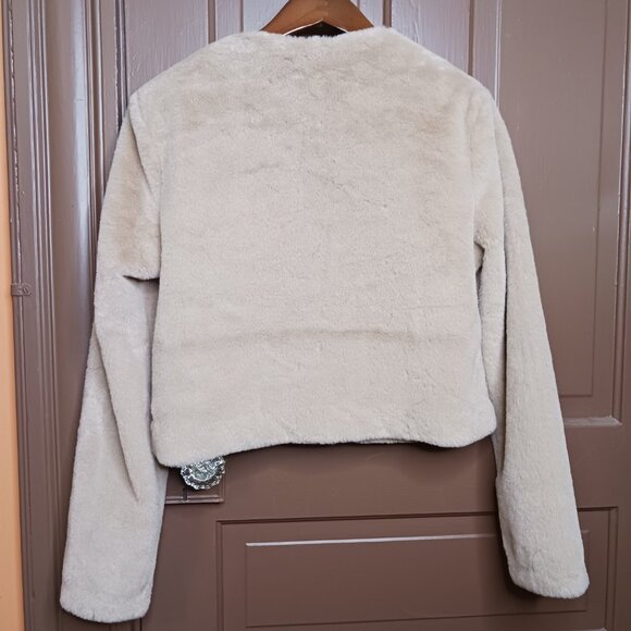 H & M Women's Teddy Cardigan Beige Soft and Fluffy size S - Picture 2 of 10